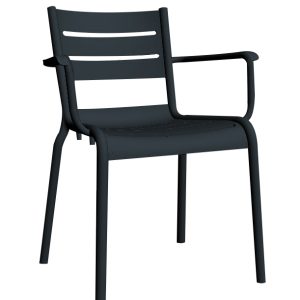 Terrasstoel Dolphin antracietgrijs kunststof met armleuning