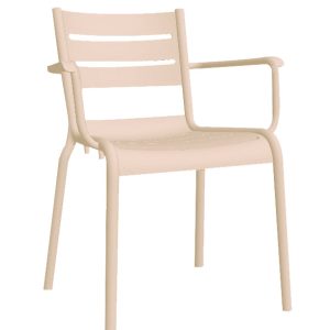 Terrasstoel Dolphin beige kunststof met armleuning