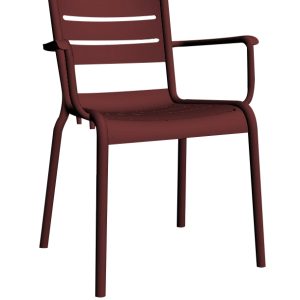 Terrasstoel Dolphin bordeauxrood kunststof met armleuning