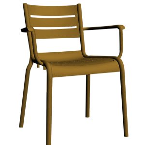 Terrasstoel Dolphin geel kunststof met armleuning