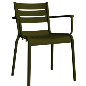 Terrasstoel Dolphin olijfgroen kunststof met armleuning