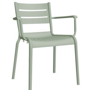 Terrasstoel Dolphin pastel groen kunststof met armleuning