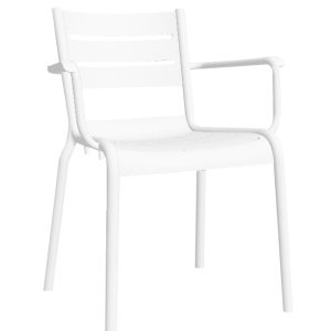 Terrasstoel Dolphin wit kunststof met armleuning