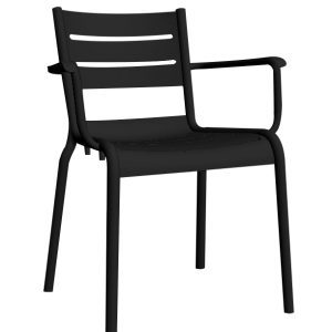 Terrasstoel Dolphin zwart kunststof met armleuning