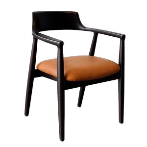 Armstoel Tokyo wenge hout cognac kunstleder