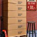 Bistro barkruk bruin hout pallet aanbieding