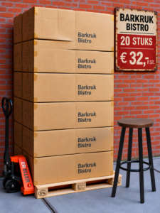 Bistro barkruk bruin hout pallet aanbieding