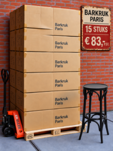 Paris barkruk zwart hout pallet aanbieding